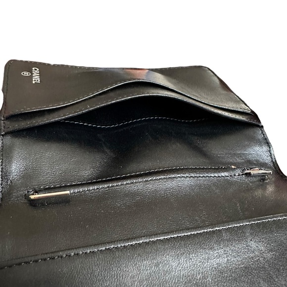 Authentic CHANEL Black Patent Leather Lucky Charms Passport Bifold Wallet & Box - Picture 9 of 15